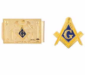 Master Mason Blue Lodge Money Clip - Gold and blue