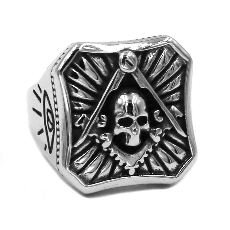 Widows Sons Ring - Square Compass Skull