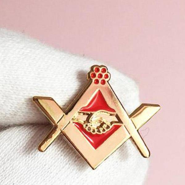 Master Mason Blue Lodge Lapel Pin - Grip Square Compass Red