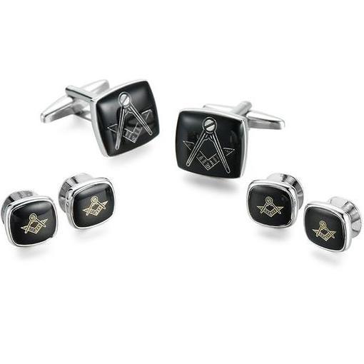 Master Mason Blue Lodge Tuxedo Stud - 6 Pieces Black & Silver