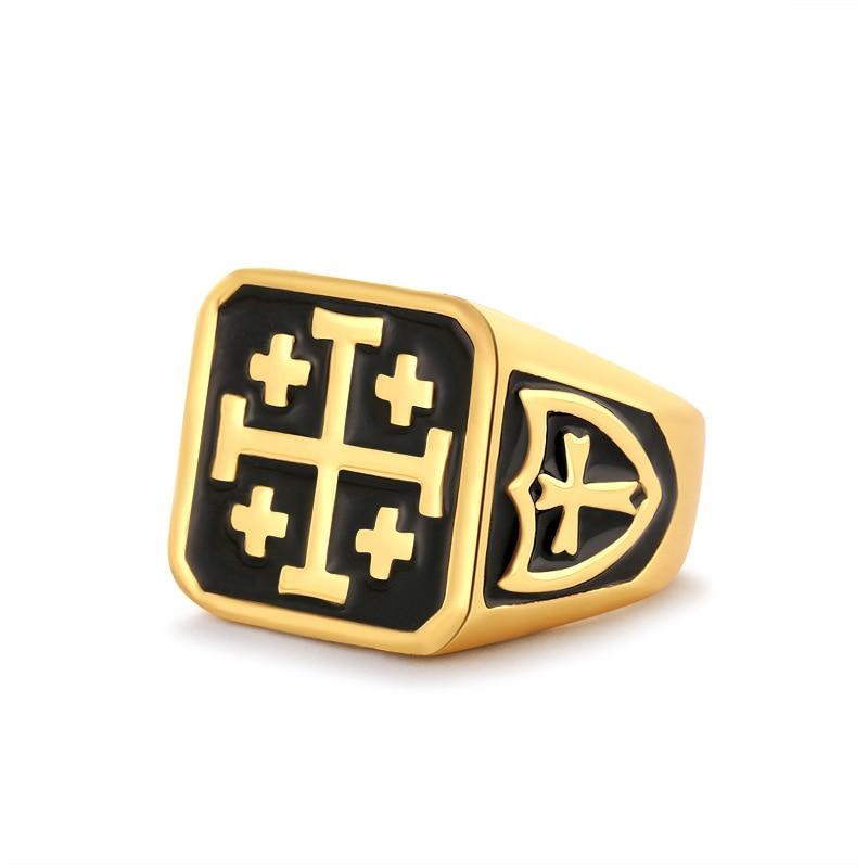 Knights Templar Commandery Ring - Jerusalem Cross Gold