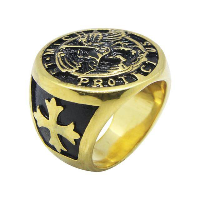 Knights Templar Commandery Ring - Saint Michael Protect Us Different Color