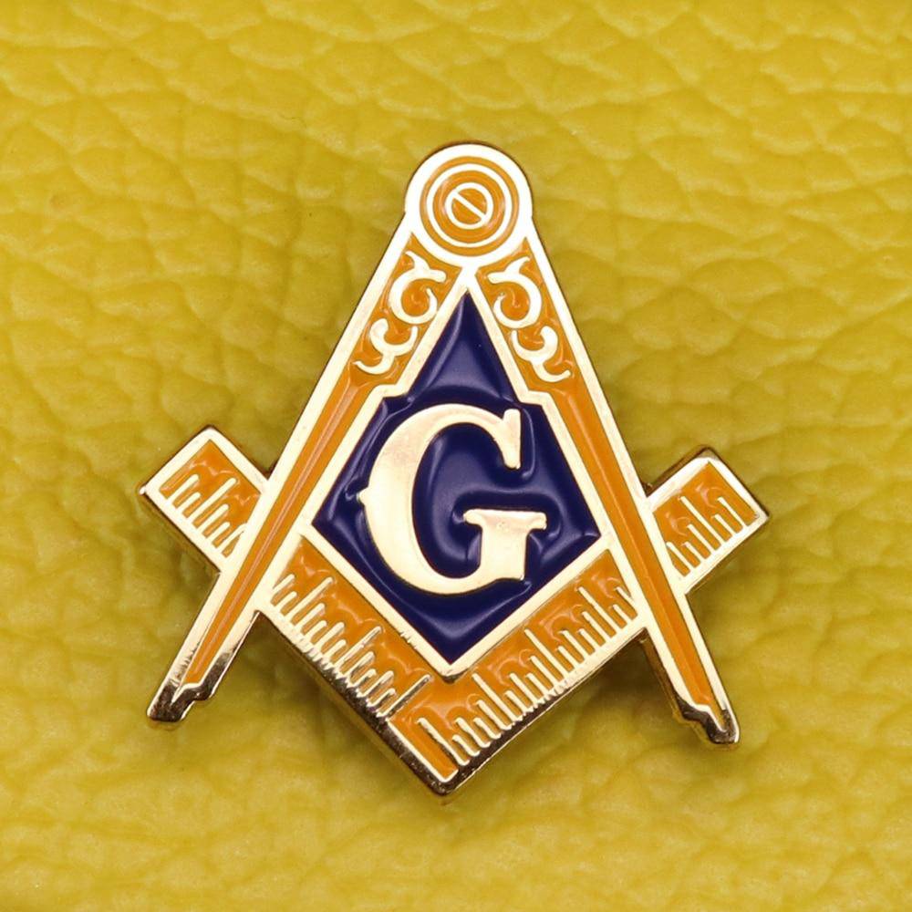 Master Mason Blue Lodge Lapel Pin - Gold Tone Compass and Square