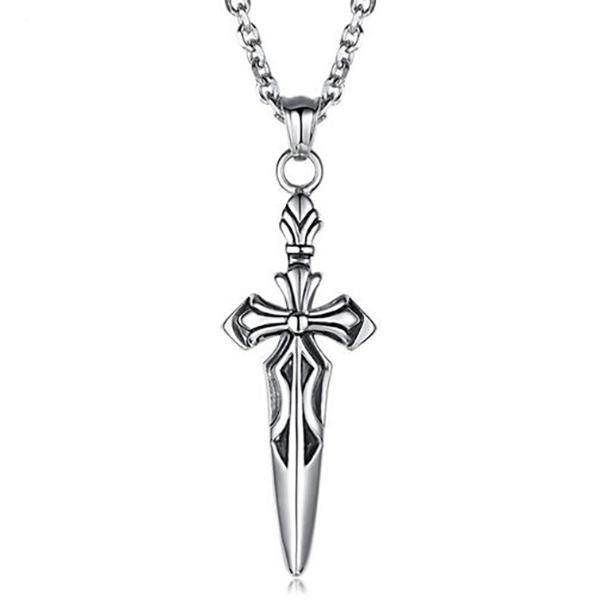 Knights Templar Commandery Necklace - Silver Titanium Steel