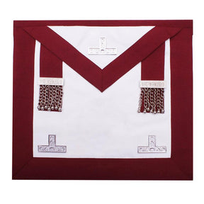 Provincial Steward Craft English Regulation Apron - Maroon Silver - Bricks Masons