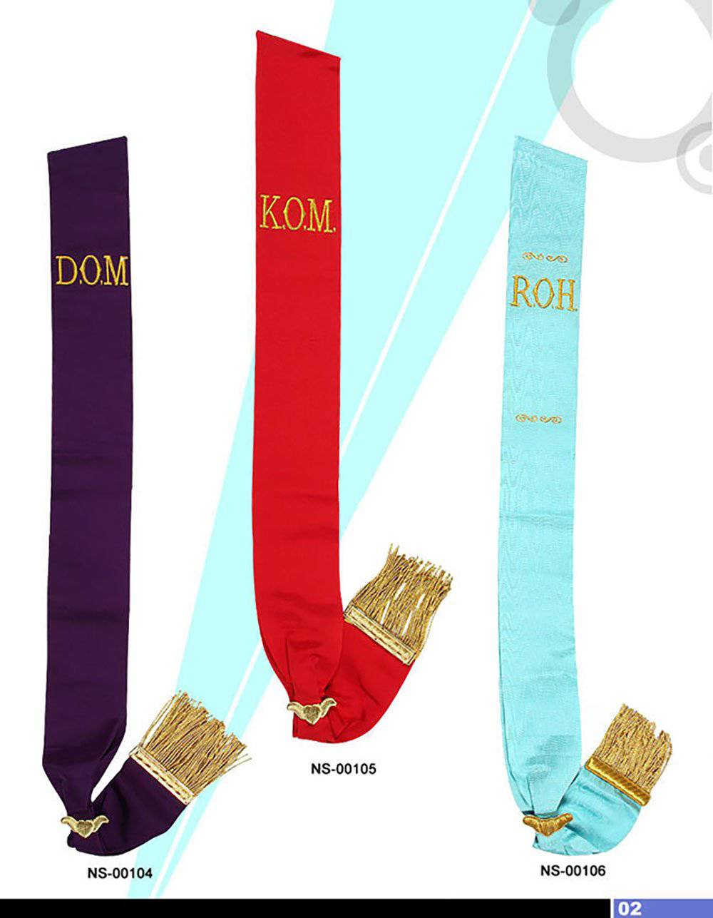 R.A.O.B. Sash - Various Degrees - Bricks Masons