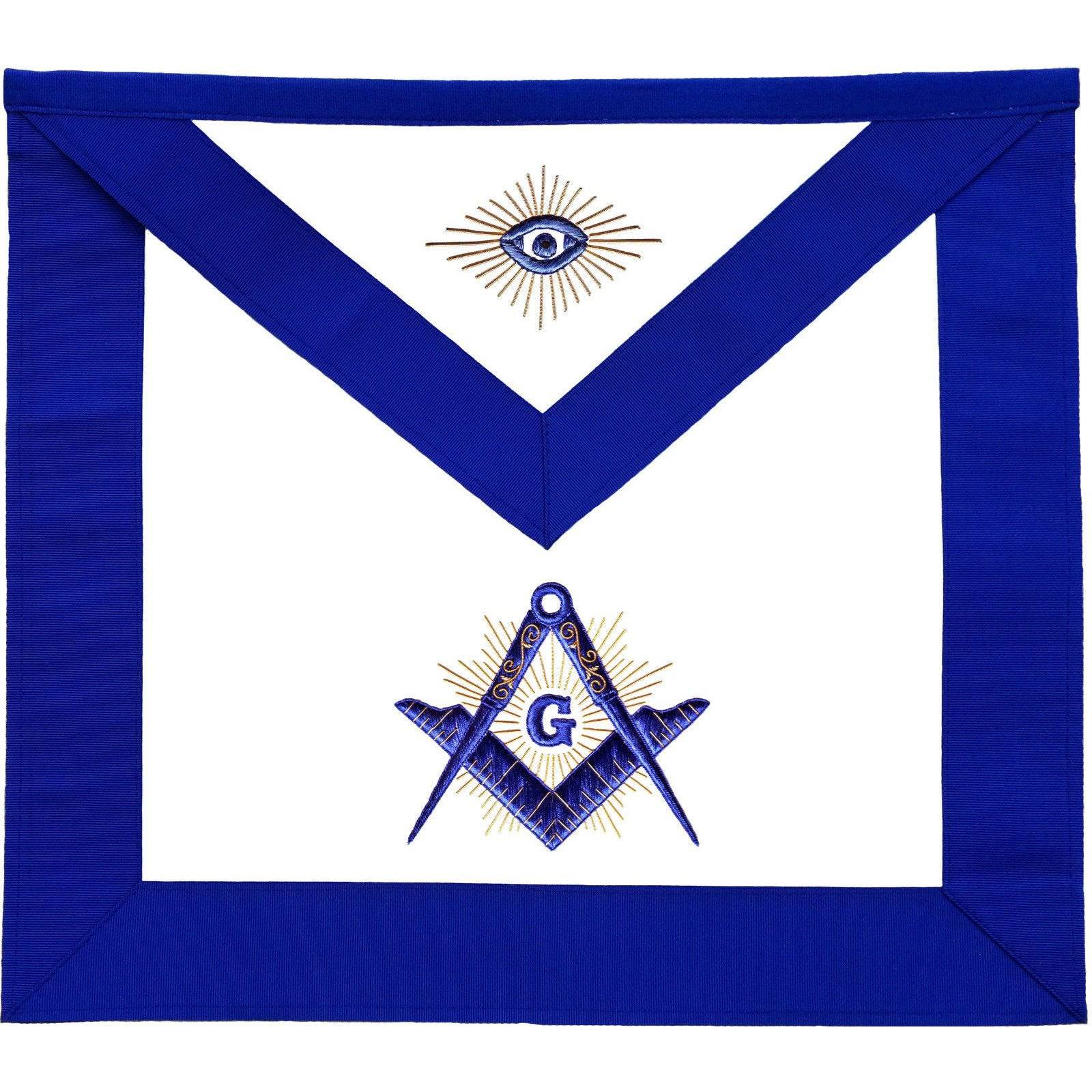 Master Mason Blue Lodge Apron - Royal Blue Gold Embroidery