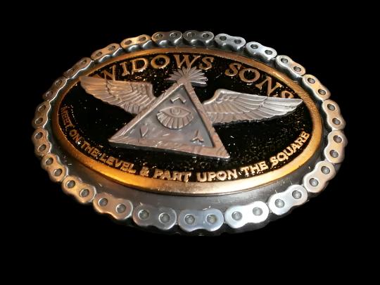 Widows Sons Belt Buckle - Eye of Providence With Wings & Quote