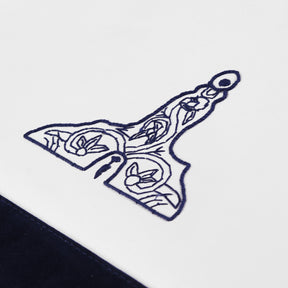 Senior Warden Blue Lodge Officer Apron - Kenton Lodge Navy Velvet With Silver Embroidery Thread - Bricks Masons