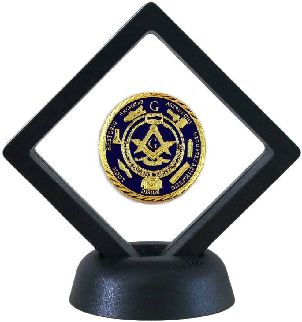 Masonic Coin Holder - 3D Floating Coin Display Black & White