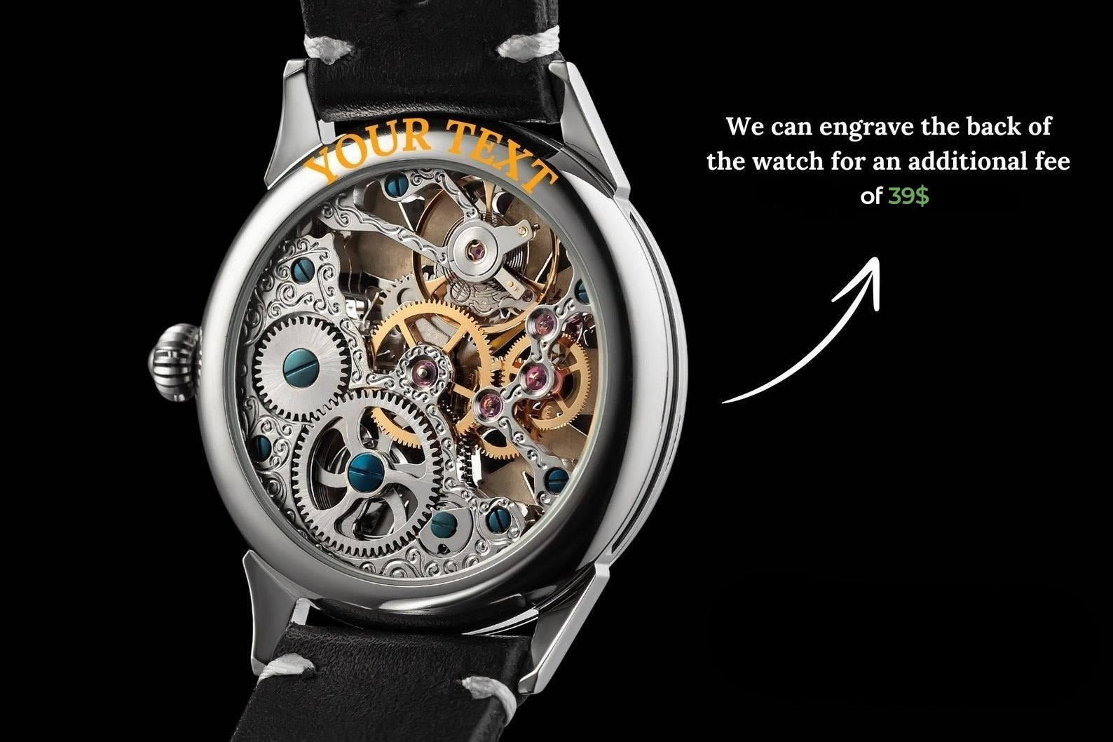 Master Mason Blue Lodge Wristwatch - Silver Skeleton With Stones - Bricks Masons