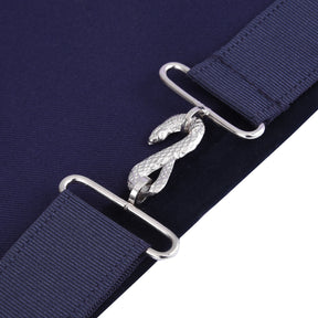 Treasurer Blue Lodge Officer Apron - Kenton Lodge Navy Velvet With Silver Embroidery Thread - Bricks Masons