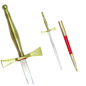 Universal Dagger - Gold Hilt and Red Scabbard - Bricks Masons