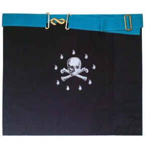 Worshipful Master Apron - White, Turquoise & Royal Blue Hand Embroidery - Bricks Masons
