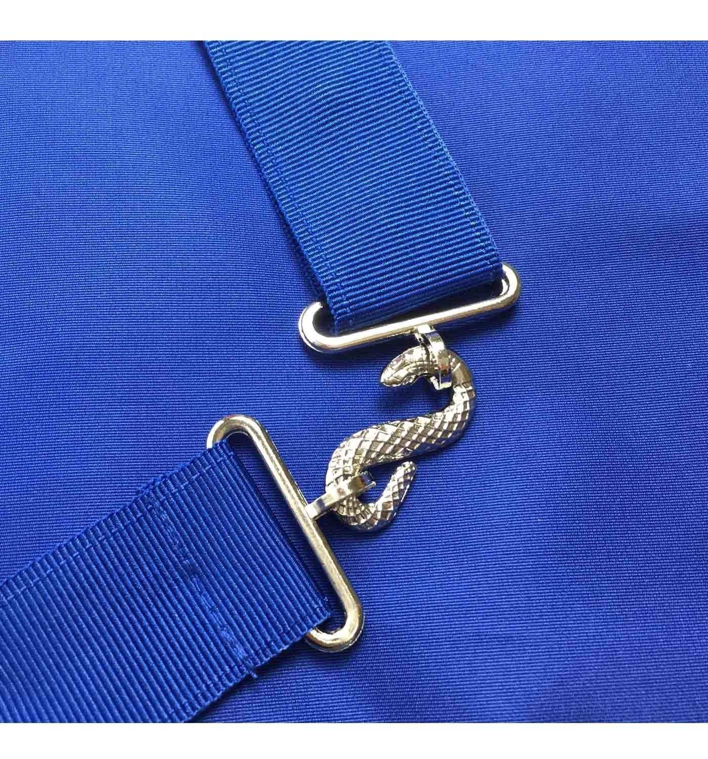 Worshipful Master Blue Lodge Officer Apron - Royal Blue Wreath Embroidery - Bricks Masons