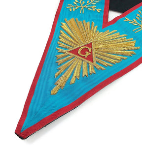 Worshipful Master Memphis Misraim French Regulation Collar - Sky Blue Moire with Pink Edges - Bricks Masons