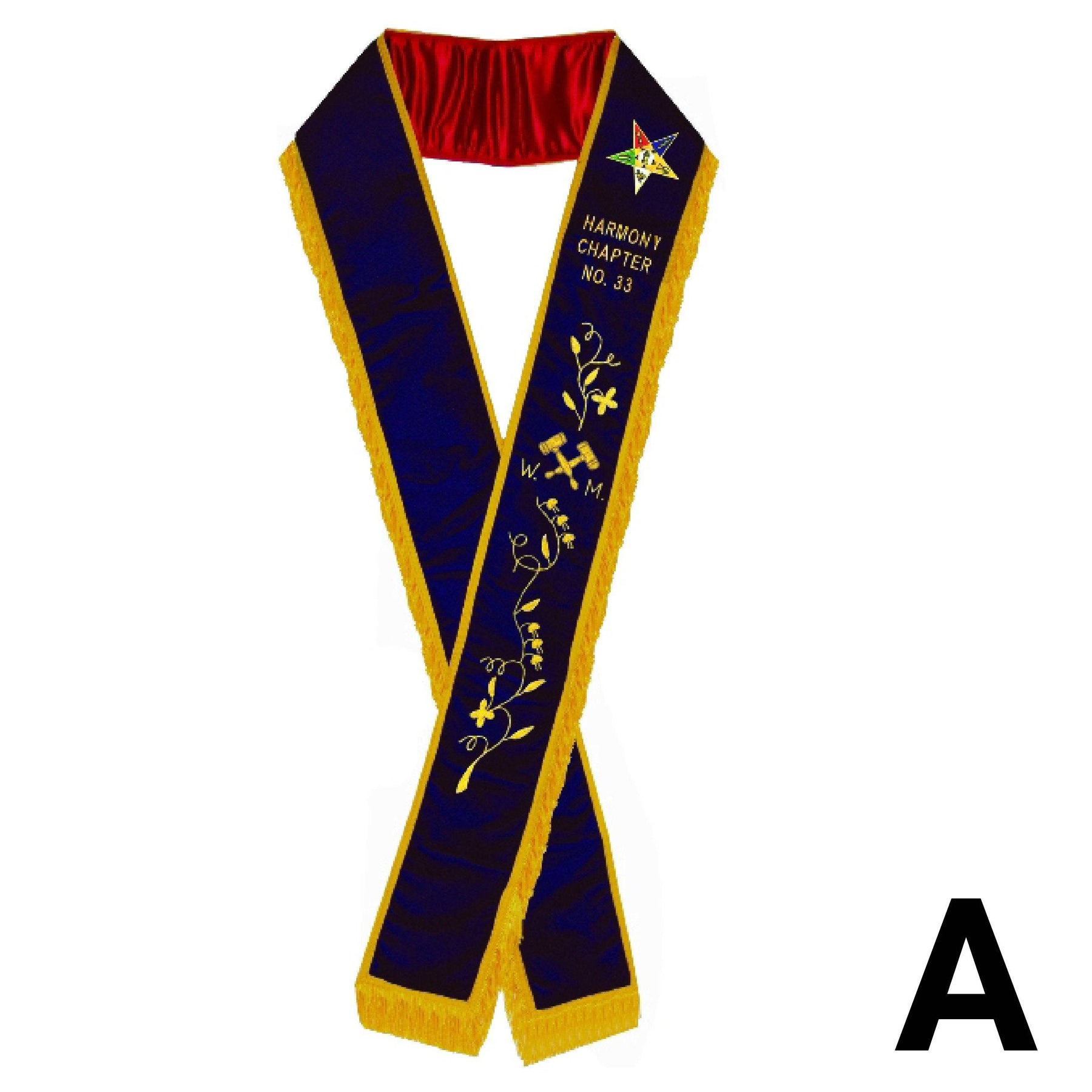 Worthy Matron OES Sash - Purple Velvet - Bricks Masons