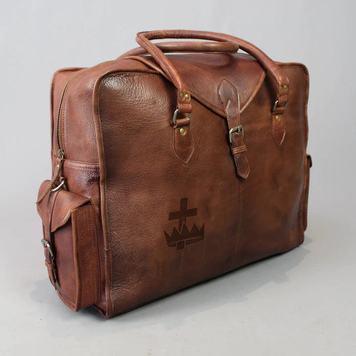 Knights Templar Travel Bag - Genuine Brown Leather - Bricks Masons