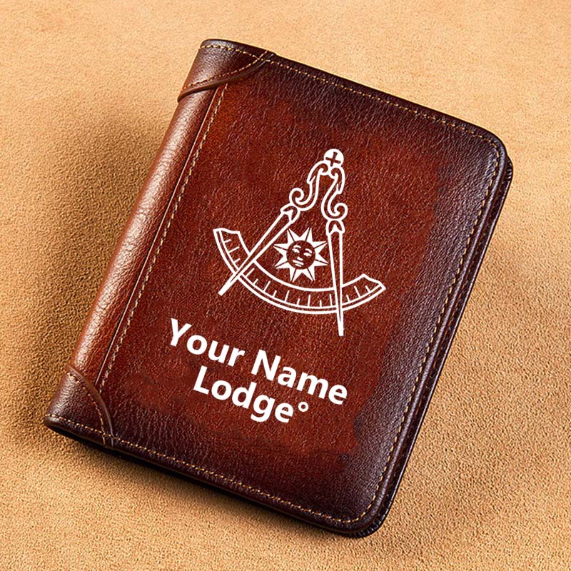 Past Master Blue Lodge California Regulation Wallet - Brown Leather - Bricks Masons