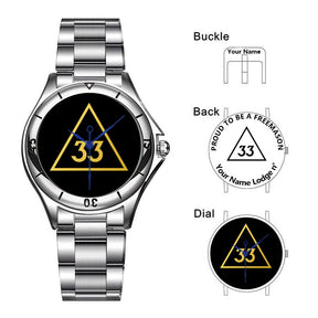 33rd Degree Scottish Rite Wristwatch - Stainless Steel - Bricks Masons