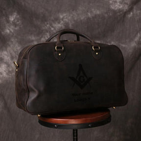 Handmade Genuine Leather Masonic Duffel/Travel Bag - (2 Variants) - Bricks Masons