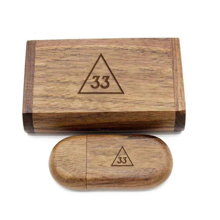 33rd Degree Scottish Rite USB Flash Drives - Various Wood Colors - Bricks Masons