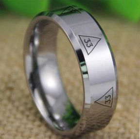 33rd Degree Scottish Rite Ring - Silver Bevel Tungsten - Bricks Masons