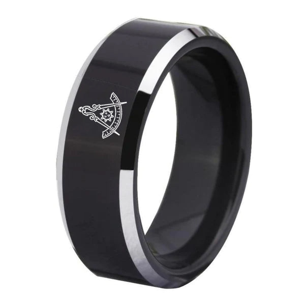 Past Master Blue Lodge California Regulation Ring - Black Tungsten - Bricks Masons