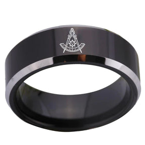 Past Master Blue Lodge California Regulation Ring - Black Tungsten - Bricks Masons