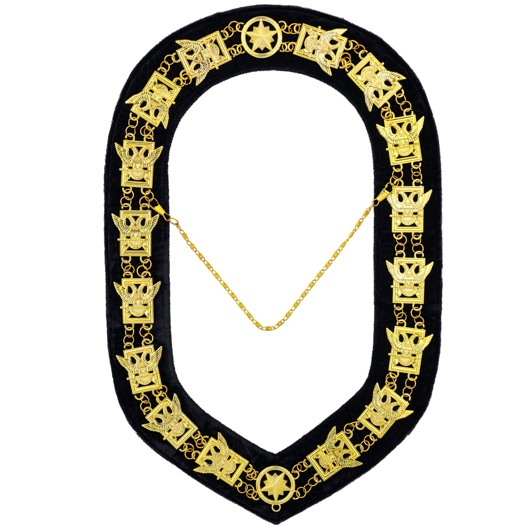 32nd Degree Scottish Rite Chain Collar - Gold on Black Velvet - Bricks Masons
