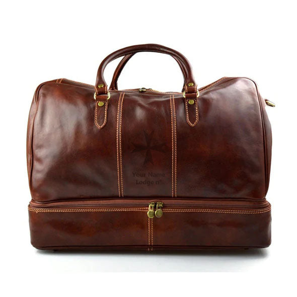 Order Of Malta Travel Bag - Genuine Light Brown Leather - Bricks Masons