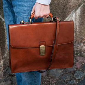 Grand Master Blue Lodge Briefcase - Brown Leather - Bricks Masons