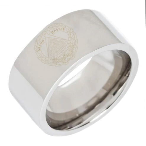 Grand Master Blue Lodge Ring - 8MM Pipe Silver Tungsten - Bricks Masons