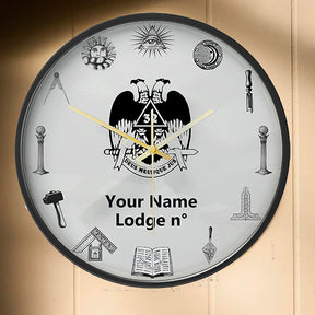 32nd Degree Scottish Rite Clock - Wings Down Frame with LED - Bricks Masons
