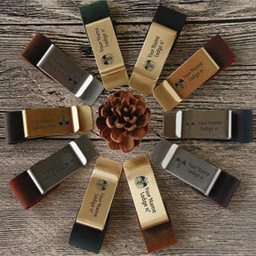 32nd Degree Scottish Rite Pen Holder - Wings Down Leather Brass - Bricks Masons