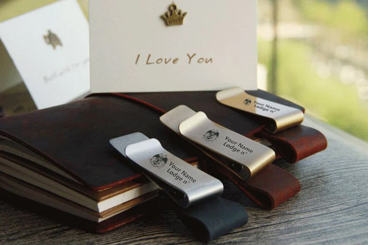 32nd Degree Scottish Rite Pen Holder - Wings Down Leather Brass - Bricks Masons