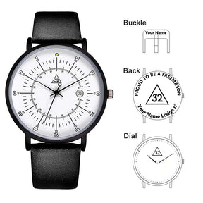32nd Degree Scottish Rite Wristwatch - Leather Straps - Bricks Masons