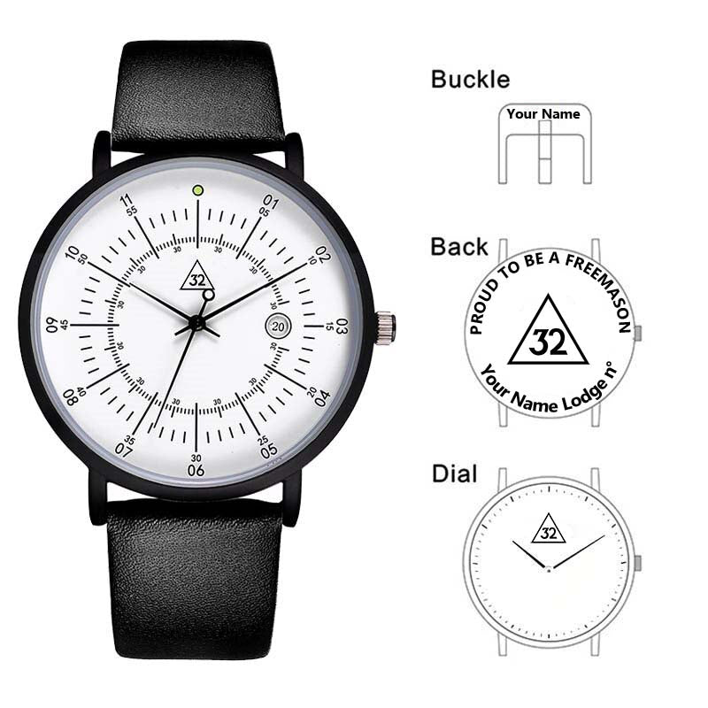 32nd Degree Scottish Rite Wristwatch - Leather Straps - Bricks Masons