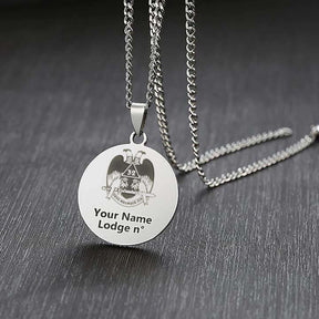 33rd Degree Scottish Rite Necklace - Wings Down Various Stainless Steel Colors - Bricks Masons