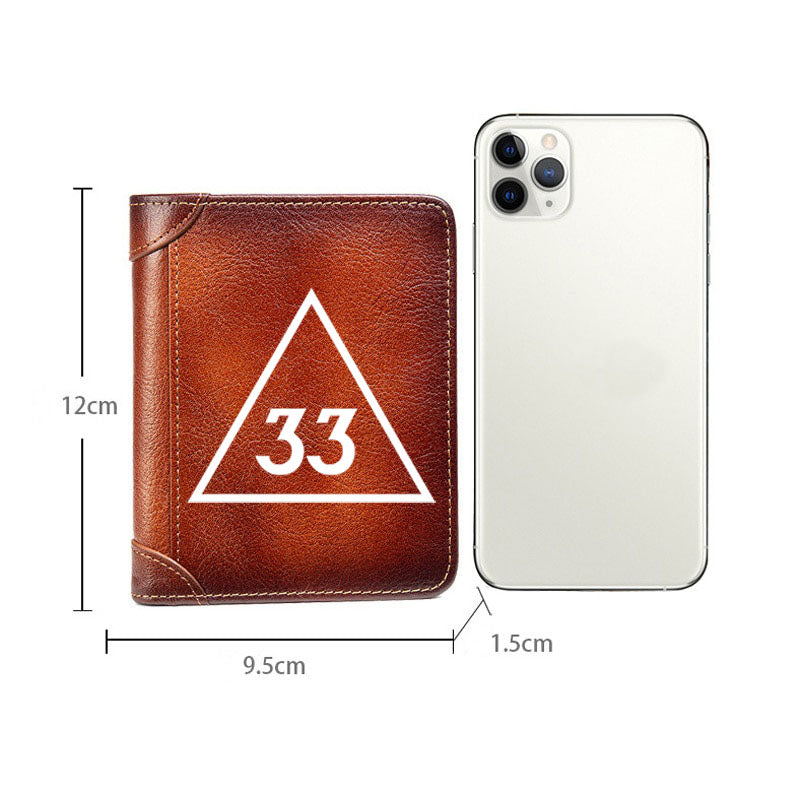 33rd Degree Scottish Rite Wallet - Brown Leather - Bricks Masons
