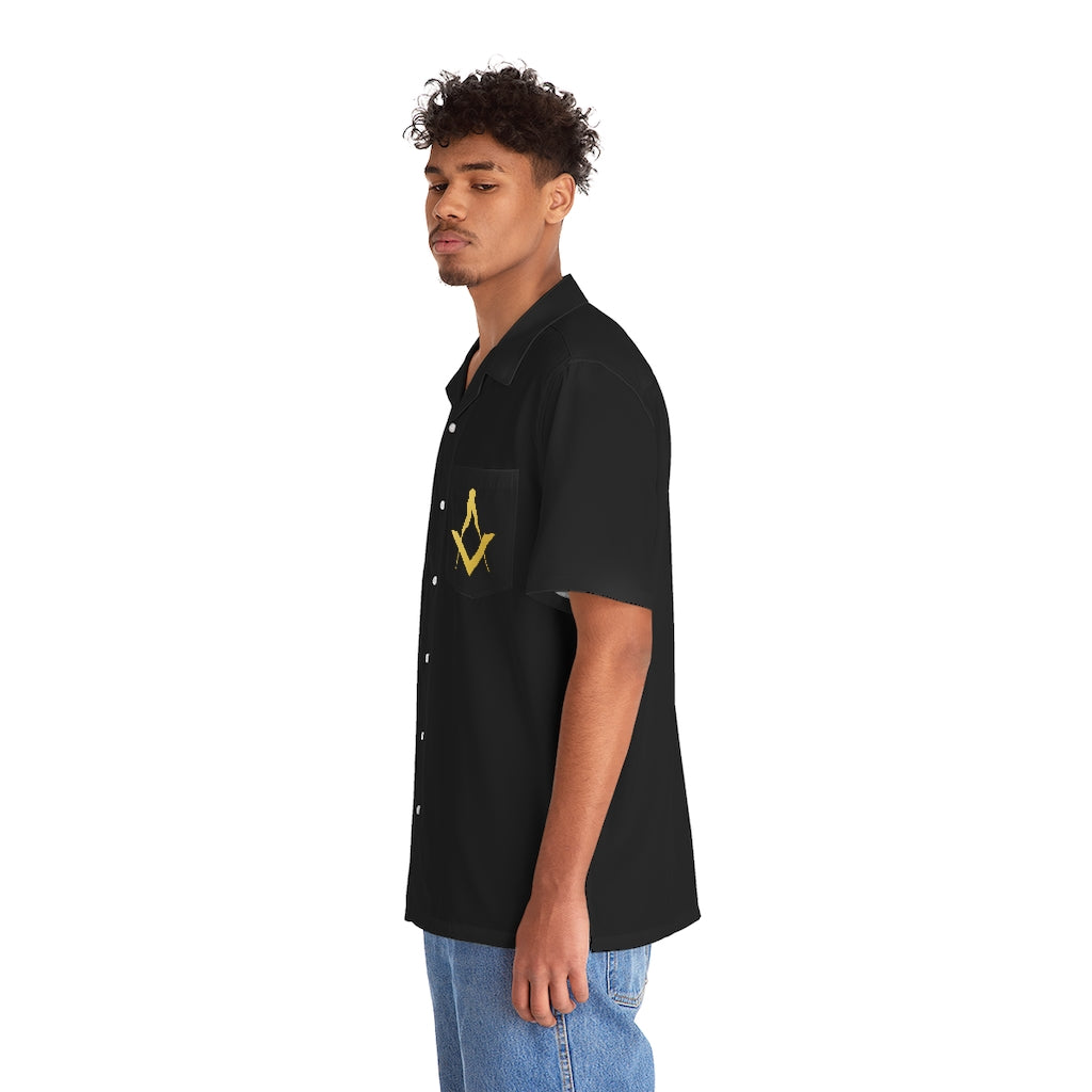 Master Mason Blue Lodge T-Shirt - Black with Golden Embroidery - Bricks Masons