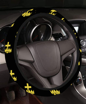 Knights Templar Commandery Steering Wheel Cover - White & Gold - Bricks Masons