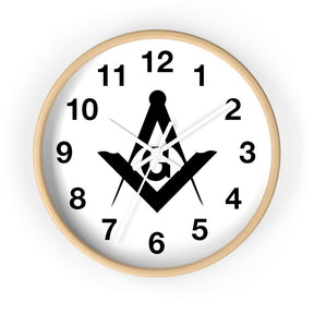 Master Mason Blue Lodge Clock - Wooden Frame Square & Compass G - Bricks Masons