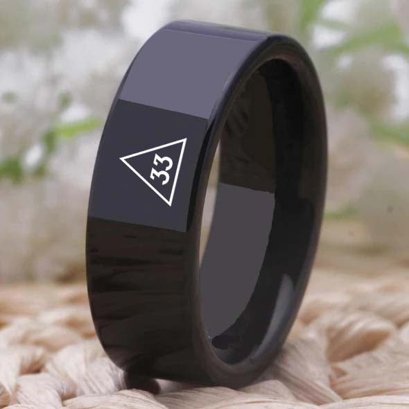 33rd Degree Scottish Rite Ring - Black Tungsten - Bricks Masons