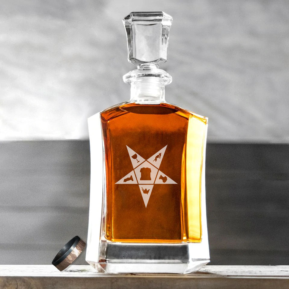 OES Decanter - 23 oz. Whiskey Glass - Bricks Masons