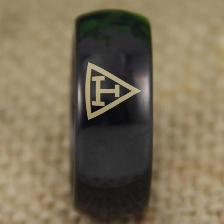 Royal Arch Chapter Ring - Black Dome Tungsten - Bricks Masons