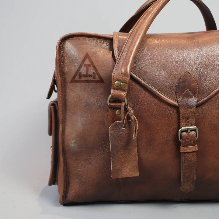 Royal Arch Chapter Travel Bag - Handmade Genuine Leather - Bricks Masons