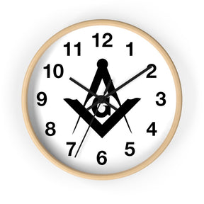 Master Mason Blue Lodge Clock - Wooden Frame Square & Compass G - Bricks Masons