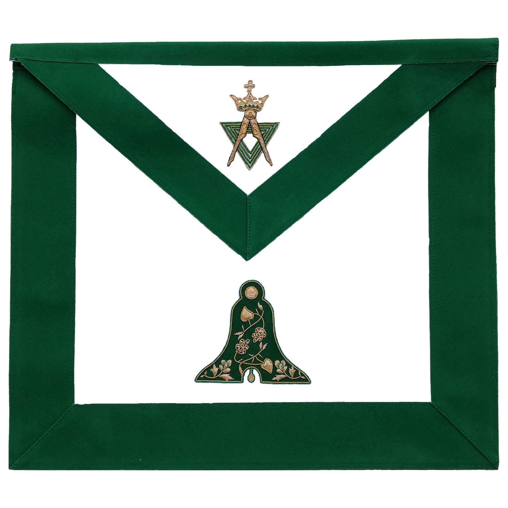 Senior Warden Allied Masonic Degrees Apron - Green Velvet - Bricks Masons