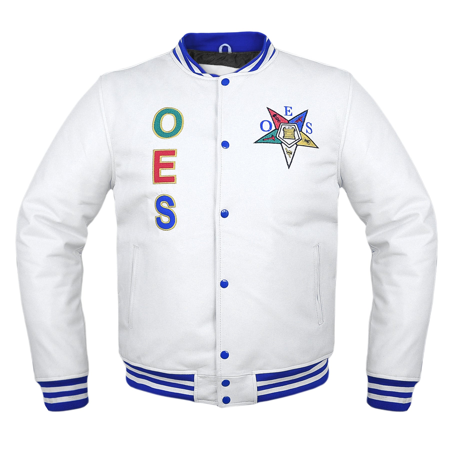 OES Jacket - White Leather - Bricks Masons